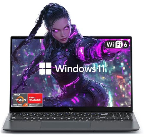 Ordinateur portable avec processeur AMD Ryzen 7 5700U (jusqu'à 4,3 GHz), 16 Go DDR4 512 Go SSD, Wi-Fi 6, Bluetooth 5.2, Windows 11, clavier rétroéclairé, écran FHD IPS de 16,1, ordinateur portable