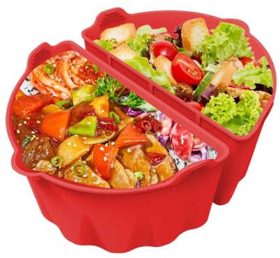 Slow Cooker Liners, 1 Pair Silicone Slow Cooker Liner Reusable Divider, Gathering Kitchen 6-8 Qt Cookware Dishwasher Safe for Potato, Shrimp, Fish, Multi-Dish Cooking Solution