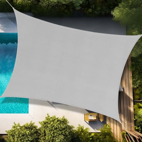 Voile d'ombrage Rectangulaire 4.5x5m Toile Ombrage HDPE Respirant Protection UV 95% pour Patio Jardin Terrasse Extérieur avec Corde, Gris (Tailles sur Mesure Disponibles)