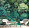 JEDTAKCT Papier Peint Panoramique Forêt Fluviale, Papier Peint Vert Émeraude Motif Paysage Fantastique, Tapisserie Panoramique Salon Canapé Fond, Décoration Murale Chambre, 250X175Cm (Lxh)