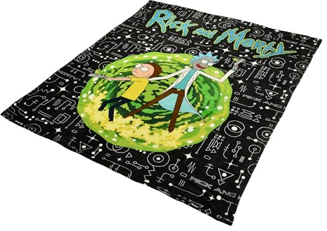 Elbenwald XXL-Flauschdecken - Verschiedene Motive wie One Piece, Rick and Morty 180 x 220 cm Unisex Mehrfarbig (Rick and Morty)