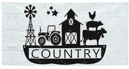 Farm Houses Windmill Tractor Banner, Outdoor/Indoor Banner, Decoration for Birthday, Party, Wedding, Festival, Halloween