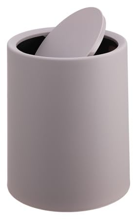 Relaxdays 6 liter, med svänglock, inre hink, matt plast, rund badrum soptunna, beige