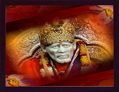 Handicraft Store Sai Baba mit Marmor-Statue mit Gesichtsausdruck, ein elegantes und religiöses Poster mit wasserdichter Laminierung, ein Muss für Heimdekoration und religiöse Zwecke