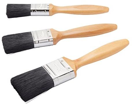Fit For The Job 3 piece Professional Paint Brush Set For A Smooth Finish | with Emulsion, Gloss and Satin Paints on Walls, Ceilings, Furniture, Wood & Metal - contains 1, 1.5, 2 Brushes