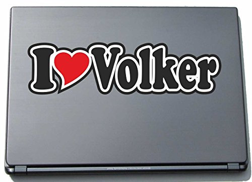 Indigos UG Laptop Aufkleber I Love Volker 210 mm - Notebook Aufkleberskin - Dekoration für Laptopdeckel - für Studenten, Büro, Schule, Uni Sticker mit Namen von Mann Frau Kind