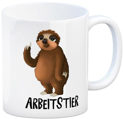 trendaffe Kaffeebecher mit Faultier Motiv und Spruch: Arbeitstier