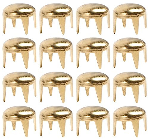 SUPVOX Rivet Studs Lot de 100 clous ronds en métal pour punk, ceinture, vêtements, 6 mm doré
