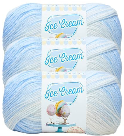 (3 Pack) Lion Brand Yarn Ice Cream Baby Yarn, Blueberry