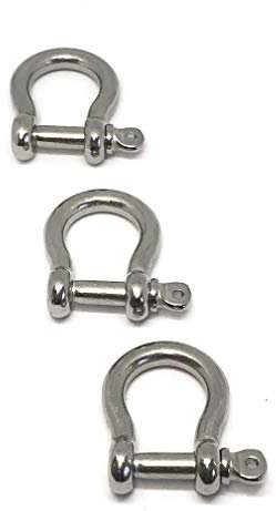 10 x Edelstahl Schäkel 6mm, geschweift, rostfrei, poliert, V4A AISI 316, Omega, Schraubbolzen, Drahtseilverbinder, Ketten & Seile, Outdoor - Tecklenborg Kegel GmbH