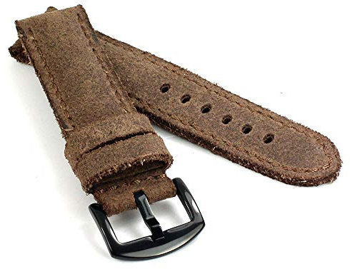 RIOS1931 Derby Vintage Rindsleder Uhrenarmband handgemacht in Deutschland Robust 24mm Braun Wildleder
