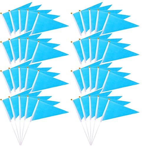 Mironey Stickflagge/Wimpel, Handflagge, klein, blau, Mini-Dreieck-Flagge, Party-Dekoration für Karneval, Innen- und Außenbereich, 40 Stück