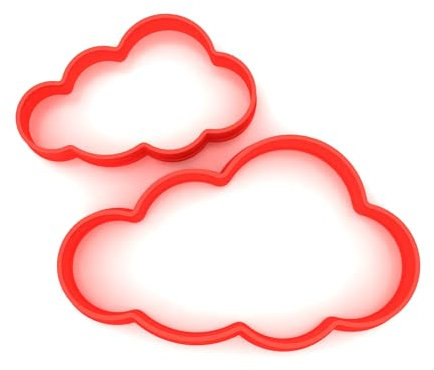 Custom Cutters Cloud Shape Cookie Cutters | Set of 2 Plastic Cutters for Baking, Fondant, Clay, Pastry, Icing, Jewellery (5CM + 8CM)