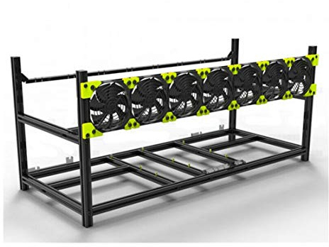 RXFSP Professional 8 GPU Miner Mining Case Aluminum Frame Mining Rig Black with 7 Fans