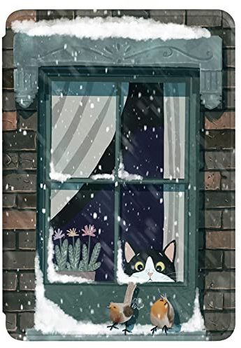 Custodia Kindle 10ª Generazione 2019 Pelle Flip Silicone TPU Cover Auto Svegliati o Sonno Shell Caffetteria Gatto Finestra Modello Protezione Case per Kindle 10th Edizione 2019 (9)