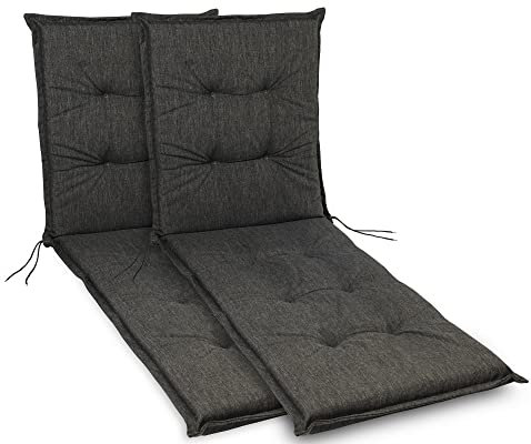 sunnypillow 2 Stück Liegenauflagen 190 x 60 - Auflage Sonnenliege Polster für Gartenliege extra dick 9cm - Polsterauflagen, wasserdicht, UV Lichtecht für Gartenmöbel Liegestuhl Liegen - Anthrazit