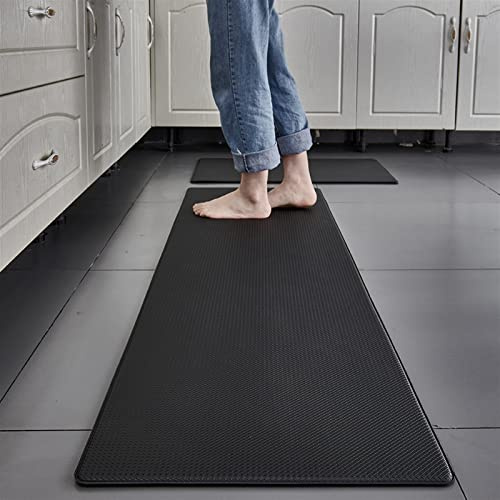 Ommda Teppich Küchenläufer Lang Abwischbar rutschfest Küchenmatte Wasserdicht Antiermüdung Weichschaum Küchenteppich Boden Küchenteppich Abwaschbar PVC 0.8cm Schwarz 45x180cm