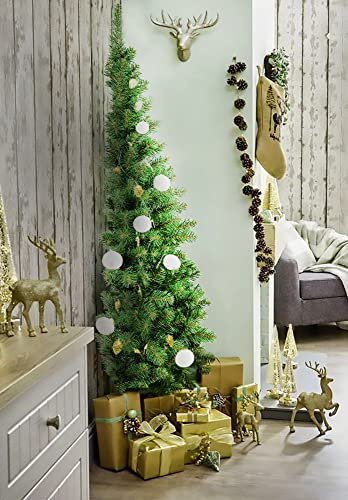 DMORA Albero di Natale Aosta, Mezzo Albero da parete artificiale extra folto, Albero effetto reale in PVC, 561 rami, Altezza cm 210
