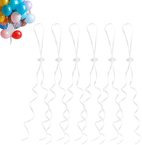 GoldRock Ballonverschlüsse Helium mit Schnur, 100 Stück Ballonband für Machen Luftballon Girlande, Weiß Luftballon Verschluss, Luftballon Schnur mit für Hochzeitsfeier/Geburtstag/Party