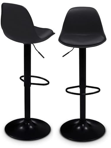 IDMarket - Lot de 2 tabourets de Bar Karl Design Noir Pied Noir