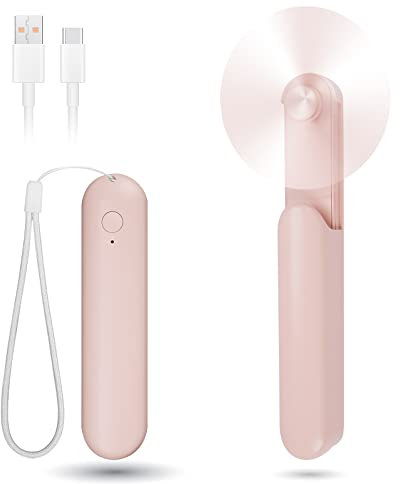 Venforze Mini Handheld Fan, Ventilateur Portable Silencieux Rechargeable à 3 Vitesses [12-24 Heures D'utilisation], Ventilateur de Poche USB Coulissant Pour Les Voyages, La Maison Et Le Rose