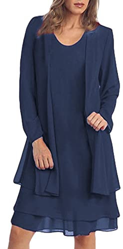 Kleider für Frauen Elegant Chiffonkleid Frauen Hochzeit Kleid Festliche Schöne Abendkleider Zweiteiler Elegant Hochzeitskleid Brautmutterkleider Hochzeitskleider für Gäste Damenkleider