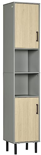 kleankin Tall Bathroom Cabinet, Free Standing Bathroom Storage Cabinet Cupboard with Door and Adjustable Shelves for Kitchen, Living Room