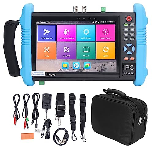 Tester per Telecamere IP 7 Pollici Sicurezza dello Schermo CCTV Rete Tester per Telecamere di Videosorveglianza Test Cavi 100‑240 V (Spina UE)