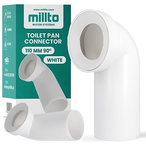Millto™ Codo de desagüe para inodoro, 110 mm, 90º, conexión para el suelo del inodoro, polipropileno, sistema de desagüe, conexión para inodoro, color blanco
