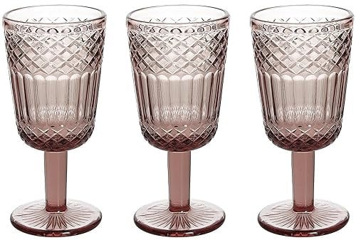 Tognana Claire Lot de 3 verres à pied 270 cc, verre rose
