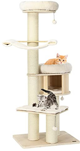 GYMAX Tiragraffi per Gatti, 75 x 56 x 174 cm, Carico 20 kg, Tronchi in Sisal, Cuscino Rimovibile Lavabile, Ideale per Gatti Grandi Adulti (Stile 10)