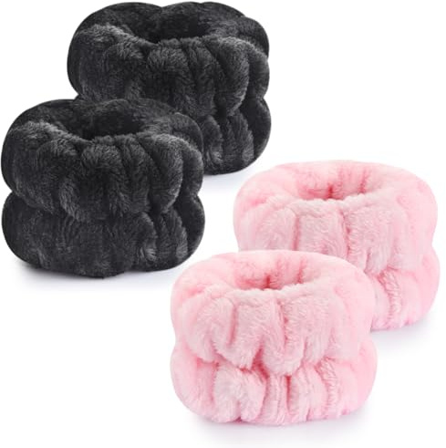 Dorbetar 4 Pcs Fluffy Wrist Towels - Spa Wristbands for Women & Children