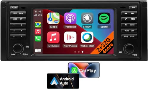 Android 13 Autoradio mit Bluetooth GPS-Navigation, 7 Zoll Touchscreen Multimedia-Player für BMW 5 Serie E53, mit CarPlay, Android Auto, unterstützt Bluetooth, FM, DAB+ Radio (4core 2GB+32GB)