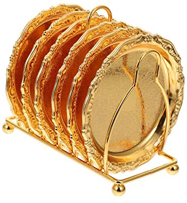 Ciieeo 1 Jeu sous-Verres isolés en métal Dessous de Verre pour Boissons sous-Verre de Plateau de Tasse décor Vintage Dessous de Verre de Noël Tapis de Tasse en Forme de Feuille Ancien