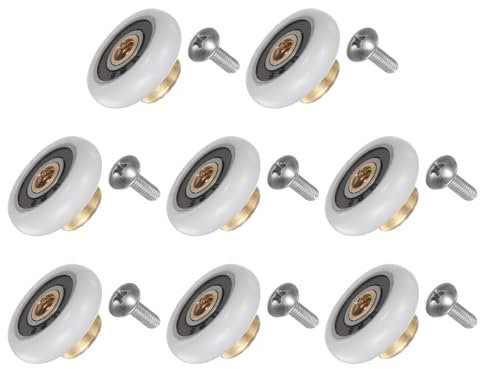 QUARKZMAN Roulette de Porte de Douche, Pièce de Rechange de 20 mm de Diamètre pour Porte en Verre de Salle de Bain, Roulette de Porte de Douche Coulissante (2 Ensembles de 8 Pièces)
