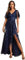 Ever-Pretty Women's Maxi Evening Dresses Sequin Embroidered Double V Prom Dress with Ruffles Sleeve Bridesmaid High-Low Dress Navy Blue 14UK
