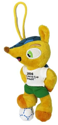 Promo-Dis Fuleco – Avec boucle, 13 cm, balle sous le pied, mascotte en peluche de la Coupe du monde de football 2014 au Brésil
