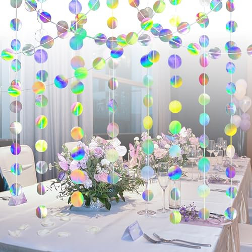 16 Metros Guirnalda para Decoración Partido y Decoración Cumpleaños, Colgando Ronda Guirnalda de Papel Brillo, Círculo Puntos Guirnalda de Cumpleaños, Guirnaldas Brillante para Cumpleaños, Fiesta
