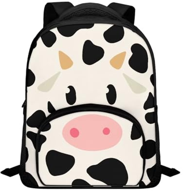 Biyejit Kinder-Rucksack, 30,5 cm, Schultasche, Vorschule, Kindergarten, Kindertasche für Kleinkinder, Jungen, Mädchen, Cartoon-Kuh