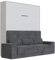 SMARTBett Schrankbett mit Anthrazit Sofa M1 160x200 Vertikal Perlgrau/Perlgrau