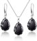 Linawe Schwarz Schmuck Set Schmucksets für Damen, Ohrringe Silber Hängend Damenohrringe Ohrringe Set, Anhänger Kette Halskette Modeschmuck Jewelry Set