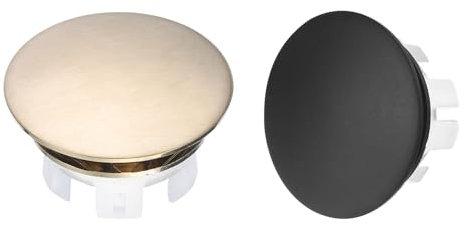 sourcing map Lot de 2 anneaux de trop-plein pour évier de salle de bain, cuisine, baignoire - Trou rond en laiton - Noir - Doré