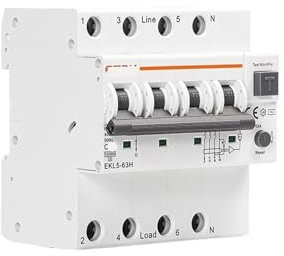 TJXADNEV Disjoncteur Automatique à Courant résiduel AC 10KA 2P 4P 16A 25A 40A 63A, Protection Contre Les fuites de surintensité 30mA EKL5(4P,16A)