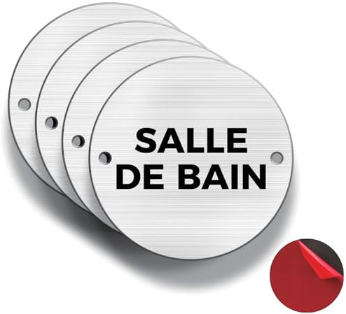 FloraVigo Panneaux de baignade, 4 pièces, φ85 mm, aluminium brossé, épaisseur 3 mm, intérieur/extérieur, avec autocollants et trous (SALLE DE BAIN)