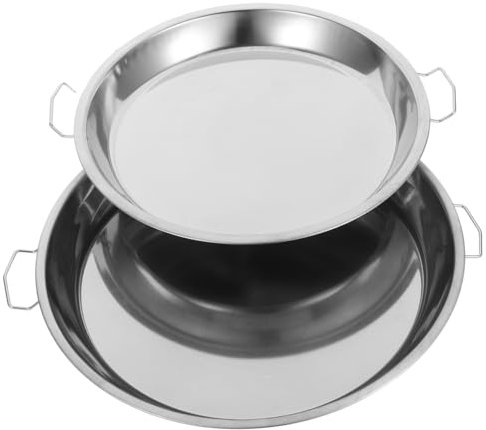 PRETYZOOM 2-teilige Backform Aus Edelstahl – Dampfschale – Serviertablett Aus Metall – Nicht Magnetisch – Griffe – Perfekt Für Grillabende Und Besondere Anlässe