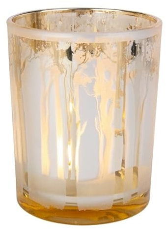 mica Living Windlicht - Wald - Gold - ca. 10 x 12,5 cm Weihnachtsdeko, Winter Dekoration