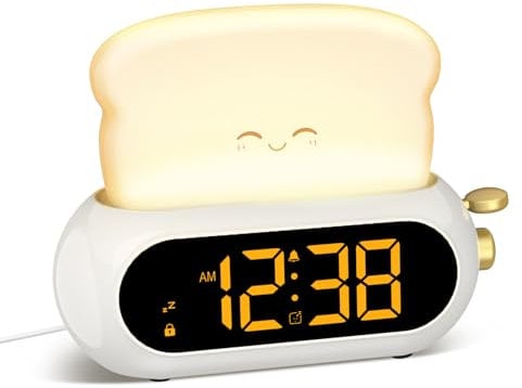 Netzu Digital Wecker Kinder, Kinderwecker mit Nachtlicht, LED Anzeige, 10 Klingeltöne, 5 Helligkeitsstufen, Timer, Snooze-Funktion, Lichtwecker für Schulanfänger Mädchen Jungen, Steckernetzteil