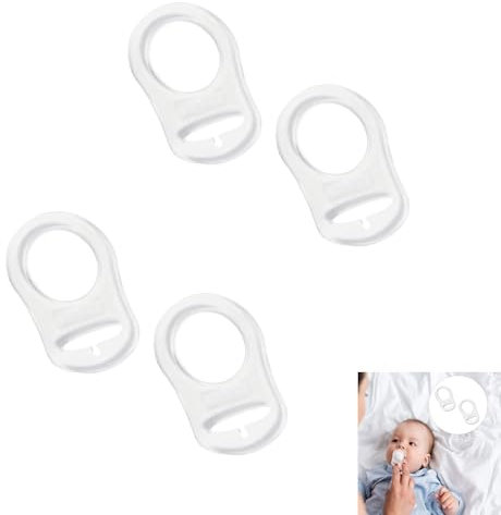 Silicone Baby Dummy Adapter, 4 Pcs Silicone Dummy Clips, Baby Pacifier Ring Holder Clip Adapter for Button-Style Pacifier (Transparent)