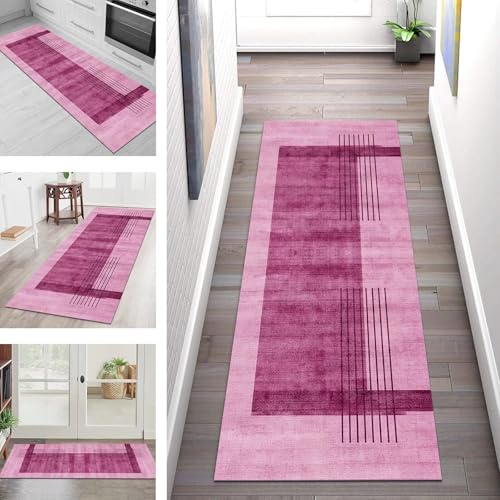 SGLGSTORE Tapis de Passage Antiderapant Tapis de décoration Rose Tapis de Cuisine Lavable 40X100CM Tapis de Couloir Tapis d'entrée intérieurs Chambre Tapis Paillassons Salon Largeur 40-120cm
