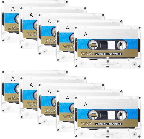 Audio Kassetten Leer, 10 Stück Rauscharm Audiokassetten, 60 Min Low Noise Musikkassette, Audio Cassette Empty Cassette Tapes, Musikkassetten Leer für Vorlesungen Seminare Alltägliche Aufnahmen